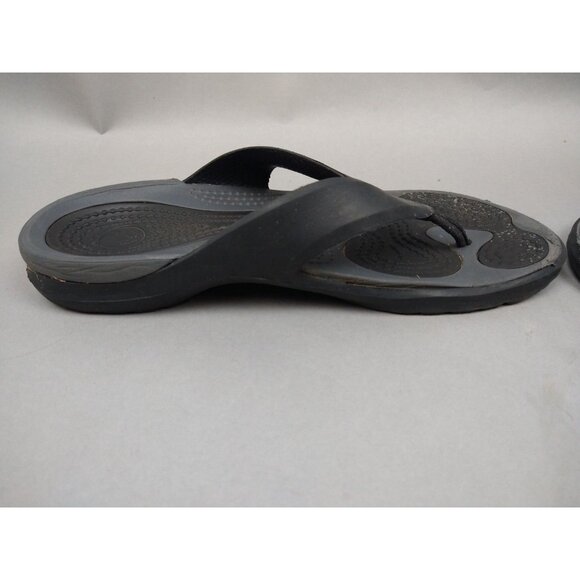 Crocs Mens 10 Black and Gray Flip Flops Women's Size 12 - Picture 8 of 13